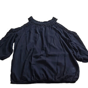 I.N.C International Concepts Blouse cold shoulders black medium